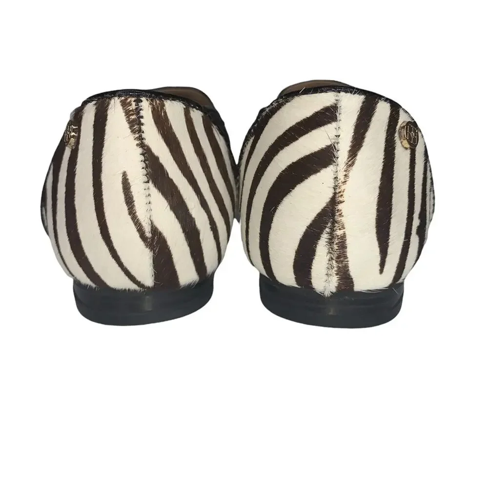 IMAN calf hair zebra print size 6.5M flats brown and beige glittery side… - Picture 10 of 14
